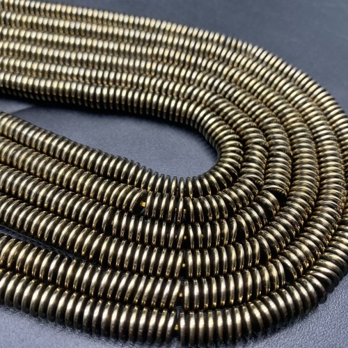 Каменные бусины, Гематит синтетический, диск, темное золото, размер 6х1 мм, длина нити 38 см