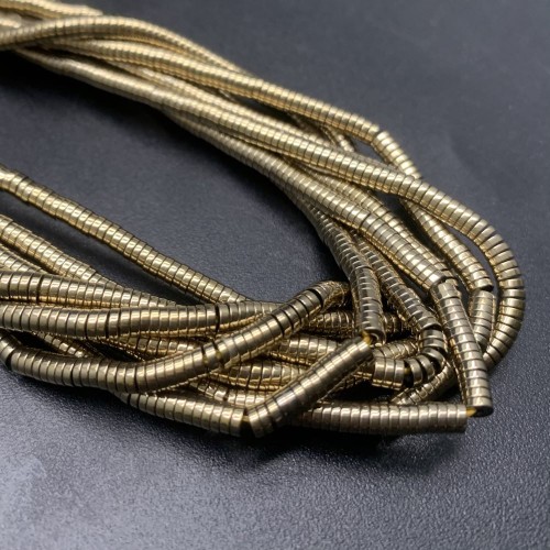 Каменные бусины, Гематит синтетический, золото, шайба, размер 3х1 мм, нить 38 см