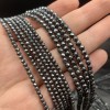 Каменные бусины, Гематит синтетический, темное серебро, шарик огранка, размер 3 мм, нить 39 см