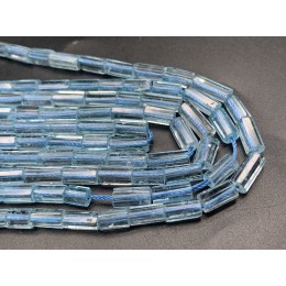 Каменные бусины, Топаз, голубой, люкс, трубочки, 9х4 мм, длина нити 38 см