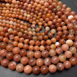 Каменные бусины, Агат Ботсвана персиковый, люкс, шарик гладкий, размер 8 мм, нить 38 см 16378