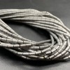 Каменные бусины, Гематит синтетический, цвет серебро, матовый, трубочки, размер 4х2 мм, нить 38 см