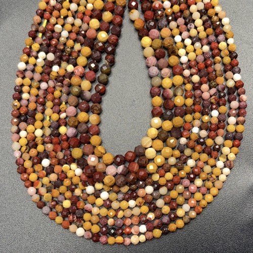 Каменные бусины, Яшма Мукаит, шарик огранка, 2 мм, длина нити 38 см