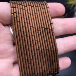 Каменные бусины, Гематит синтетический, цвет коричневый, матовый, трубочки, размер 4х2 мм, нить 38 см