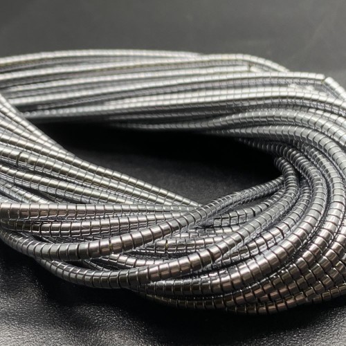 Каменные бусины, Гематит синтетический, серебро, шайба, размер 2х1 мм, нить 38 см