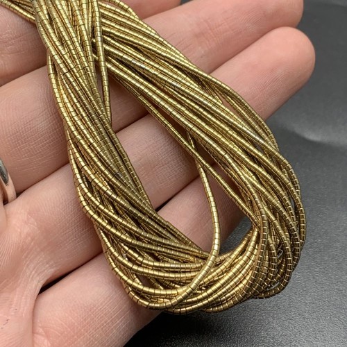 Каменные бусины, Гематит синтетический, золото, шайба, размер 1х1 мм, нить 38 см