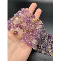 Каменные бусины, Аметрин люкс, в ювелирной огранке, шарик 10 мм, длина нити 38 см
