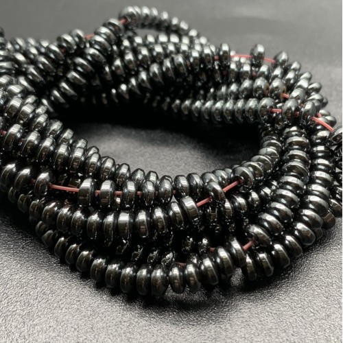 Каменные бусины, Гематит синтетический, темное серебро, диск, размер 4х2 мм, нить 38 см