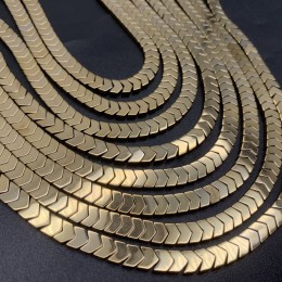 Каменные бусины, Гематит синтетический, стрелка, золото, размер 6х3 мм, нить 38 см