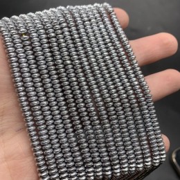 Каменные бусины, Гематит синтетический, серебро, диск, размер 4х2 мм, нить 38 см