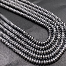 Каменные бусины, Гематит синтетический, серебро, диск, размер 4х2 мм, нить 38 см