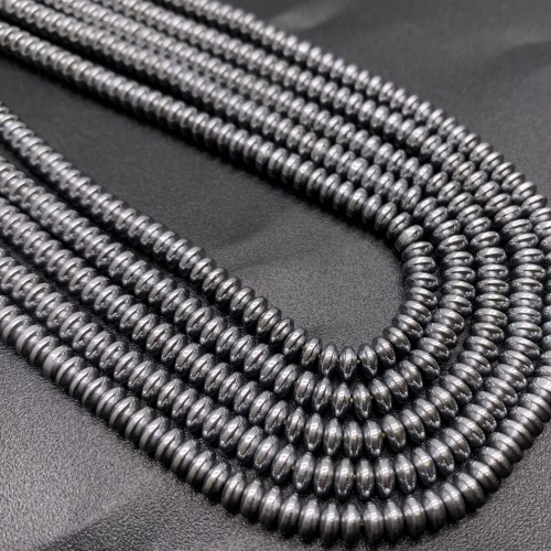 Каменные бусины, Гематит синтетический, серебро, диск, размер 4х2 мм, нить 38 см