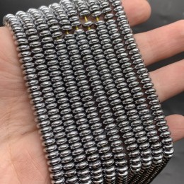 Каменные бусины, Гематит синтетический, серебро, диск, размер 6х3 мм, нить 38 см