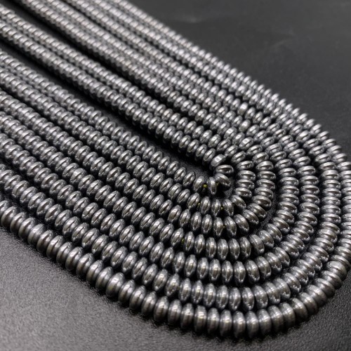 Каменные бусины, Гематит синтетический, серебро, диск, размер 6х3 мм, нить 38 см