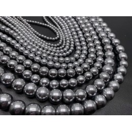Каменные бусины, Гематит синтетический, серебро, шарик гладкий, размер 10 мм, нить 39 см