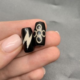 Бусина Дзи "59" из агата, Гаруда Молния, размер 18х10 мм, цена за 1 шт