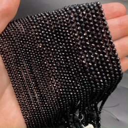 Каменные бусины, Агат чёрный, шарик огранка, 3 мм, длина нити 38 см