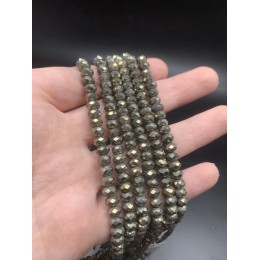 Каменные бусины, Пирит, рондель огранка, 6х4 мм, длина нити 38 см