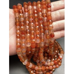 Каменные бусины, Сердолик Мульти, кубик, огранка, 7х7 мм, длина нити 38 см