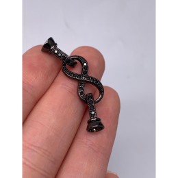 Застёжка, замочек, с фианитами, цвет вороненая сталь, 40х10 мм
