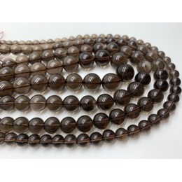 Каменные бусины, Раухтопаз, дымчатый кварц, шарик гладкий, размер 9,8 мм, длина нити 19 см