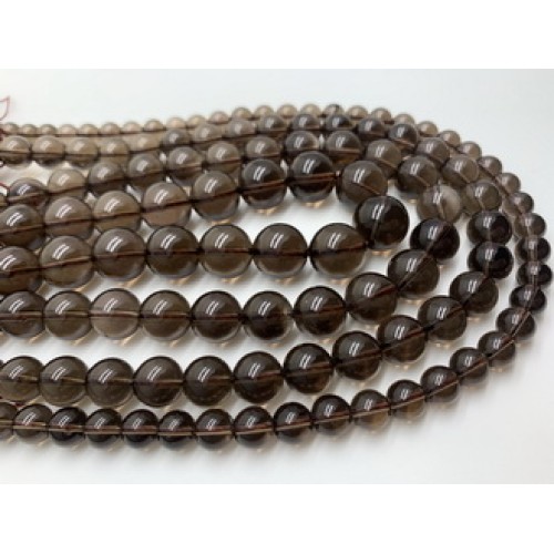 Каменные бусины, Раухтопаз, дымчатый кварц, шарик гладкий, размер 9,8 мм, длина нити 19 см