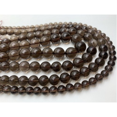 Каменные бусины, Раухтопаз, дымчатый кварц, шарик гладкий, размер 6-6,5 мм, длина нити 38 см
