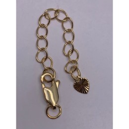 Карабин, замочек, плоский, латунь, под золото, 12 мм, с удлинителем 50 мм, подвеска сердечко, цена за 1 шт