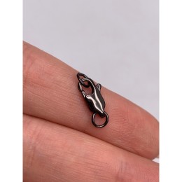 Карабин, замочек, плоский, вороненая сталь, 10 мм, с соединительным колечком, цена за 1 шт