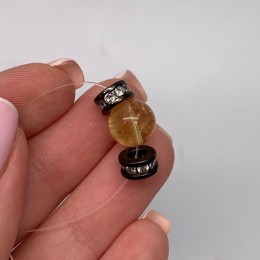 Разделитель с фианитами, латунь, цвет черный, размер 7х4 мм