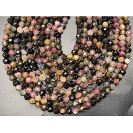 Каменные бусины, Турмалин, шарик огранка, 5 мм, длина нити 38 см