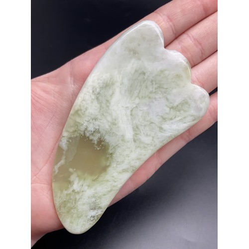 Скребок "Лапка" для массажа Гуаша, из Нефрита, 100х50х5 мм