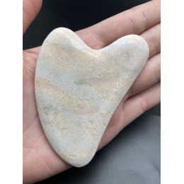 Скребок "Сердце" для массажа Гуаша из Кварцита, 100 x 50 x 5 мм