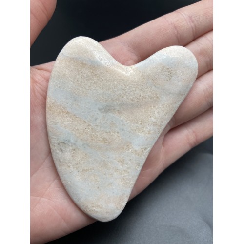 Скребок "Сердце" для массажа Гуаша из Кварцита, 100 x 50 x 5 мм