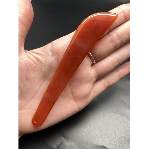 Скребок "Клюшка" для массажа Гуаша из Сердолика, 100 x 5 мм