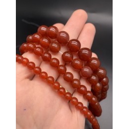 Каменные бусины, Сердолик (Карнеол), шарик гладкий, 8 мм, длина нити 38 см