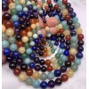 Каменные бусины, Микс камней, "7 ЧАКР", шарик гладкий, 8 мм, длина нити 38 см