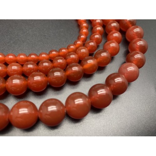 Каменные бусины, Сердолик (Карнеол), шарик гладкий, 6 мм, длина нити 38 см