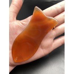 Скребок "Рыбка" для массажа Гуаша из Сердолика, 100 x 50 x 5 мм
