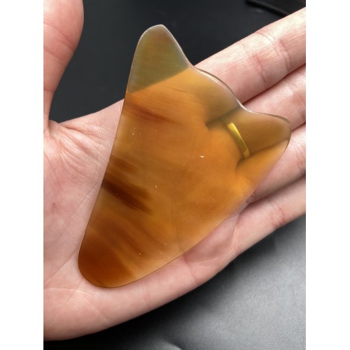 Скребок "Лапка" для массажа Гуаша из Рога Буйвола, светлый, 100 x 5 мм