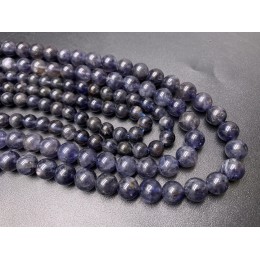 Каменные бусины, Иолит (Водяной Сапфир), шарик гладкий, 5,5 - 6 мм, длина нити 38 см