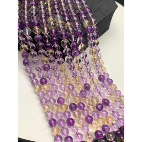 Каменные бусины, Аметрин, люкс, шарик, гладкий, 6 мм, длина нити 38 см