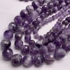 Каменные бусины, Аметист с полосками, 6 мм, шарик огранка, длина нити 38 см