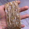 Каменные бусины, Перламутр бежевый, тонированный, столбики (трубочки), 13х4 мм, длина нити 38 см