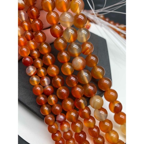 Каменные бусины, Сердолик мульти, шарик гладкий, 10 мм, длина нити 38 см