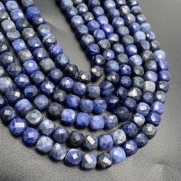 Каменные бусины, Содалит, кубик, огранка, 9х9мм, длина нити 38 см