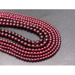 Каменные бусины, Гранат, шарик гладкий, 2-2,5 мм, длина нити 38 см