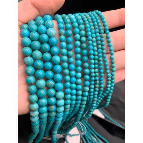 Каменные бусины, Бирюза, шарик гладкий, 4 мм, длина нити 38 см