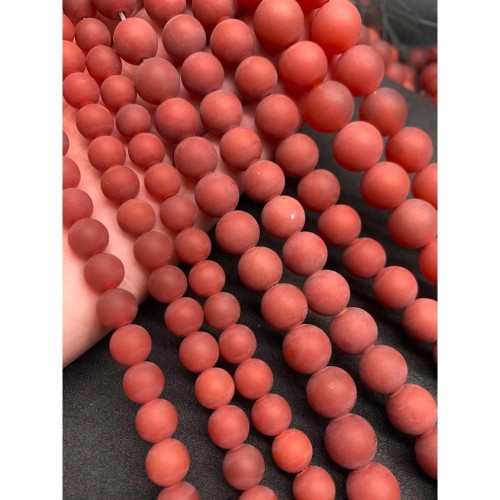 Каменные бусины, Сердолик (Карнеол), матовый, шарик гладкий, 8 мм, длина нити 38 см