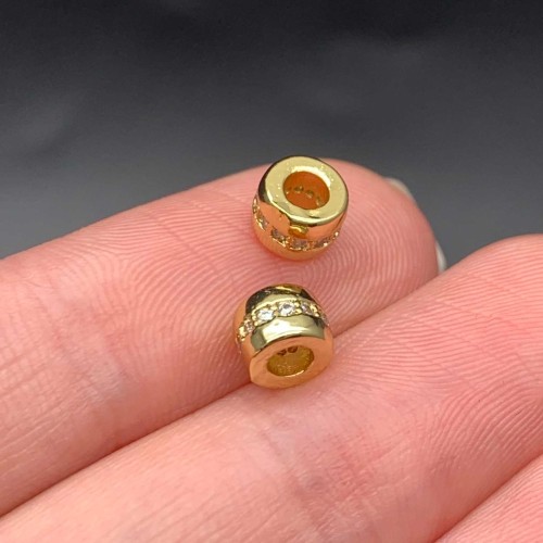 Разделитель с фианитами, латунь, цвет золото, размер 5,5х4 мм